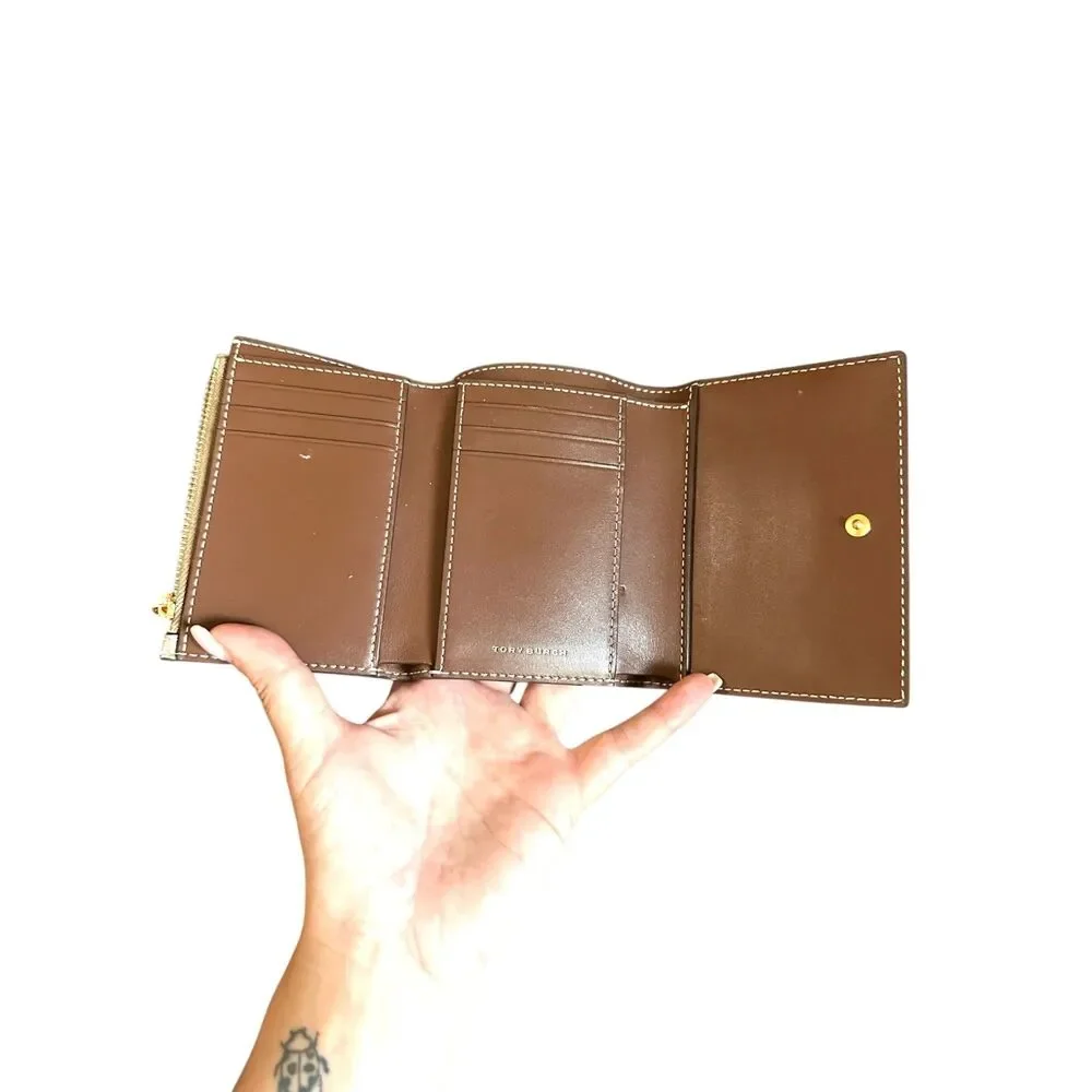 TORY BURCH Lee Radziwell T Leather Wallet Gray